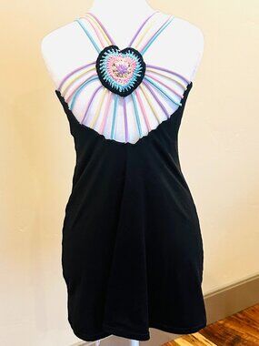 PIEXOTO BLACK CROCHET TANK TOP/ DRESS MEDIUM
